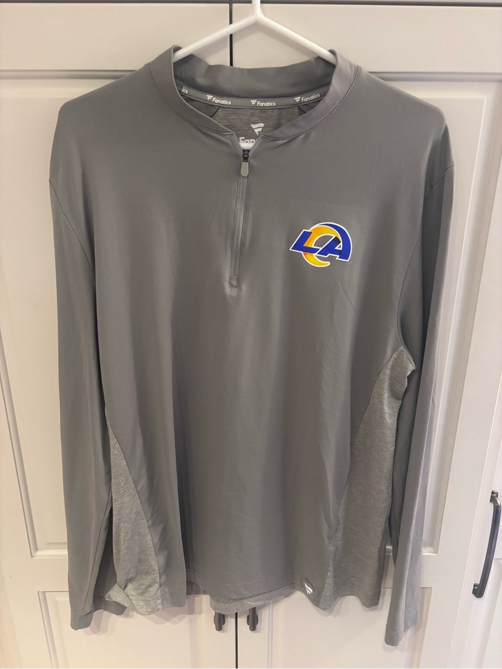Fanatics Los Angeles Rams Gray Long-Sleeve Quarter-Zip Shirt large